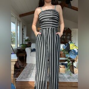 Heart Hips Monochrome Striped Jumpsuit